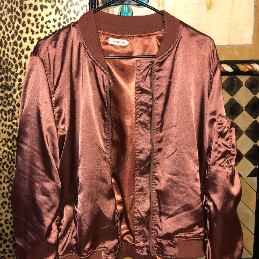 NWOT Satin Bomber Jacket by Parvenue size M/L